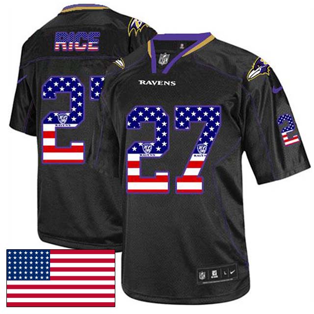 Baltimore Ravens #27 Ray Rice Black USA Flag Fashion Jersey