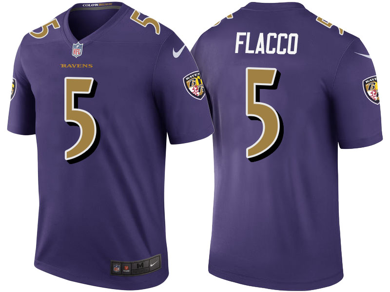 Baltimore Ravens #5 Joe Flacco Purple Color Rush Legend Jersey - Light Up Thursday Night