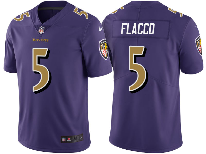 Light Up Thursday Night - Baltimore Ravens #5 Joe Flacco Purple Color Rush Limited Jersey