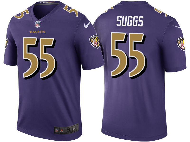 Baltimore Ravens #55 Terrell Suggs Purple Color Rush Legend Jersey - Light Up Thursday Night