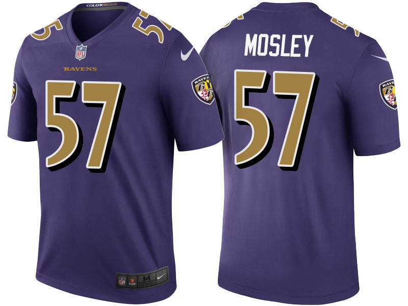 Baltimore Ravens #57 C.J. Mosley Purple Color Rush Legend Jersey - Light Up Thursday Night