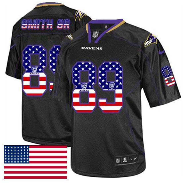 Baltimore Ravens #89 Steve Smith Sr Black USA Flag Fashion Jersey