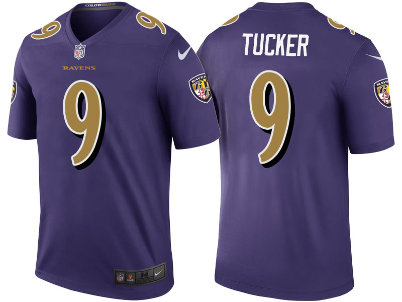 Baltimore Ravens #9 Justin Tucker Purple Color Rush Legend Jersey - Light Up Thursday Night