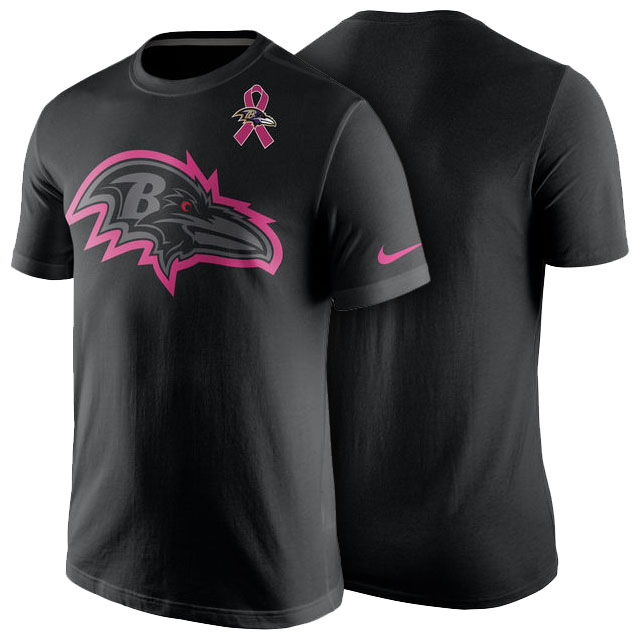 Baltimore Ravens Black Breast Cancer Awareness Team Travel Performance T-Shirt