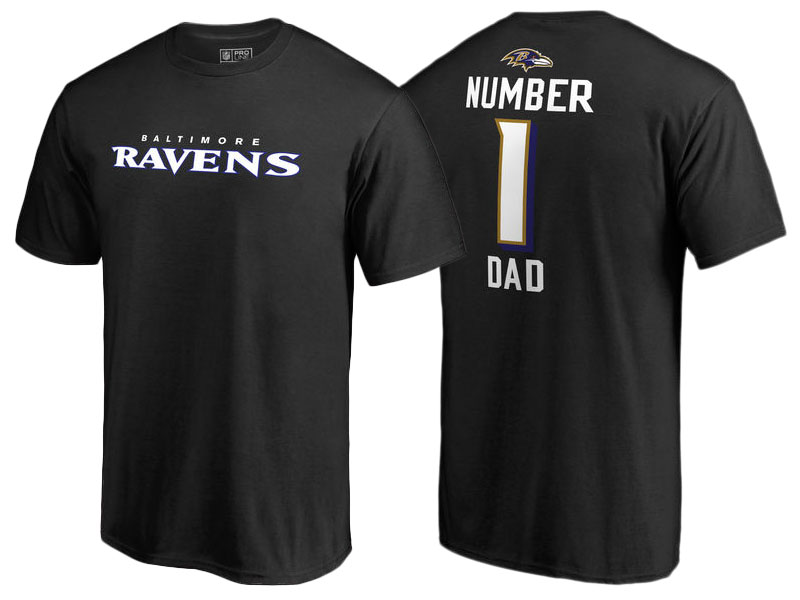 Men's Baltimore Ravens Black Father's Day Number 1 Dad T-Shirt