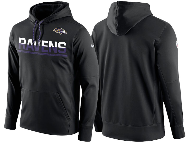 Baltimore Ravens Black Circuit Thermafit Sideline Winter Pullover Performance Hoodie