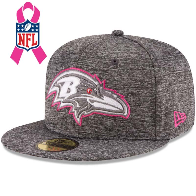 Baltimore Ravens Gray New Era Heather 2016 Breast Cancer Awareness Sideline 59FIFTY Fitted Hat