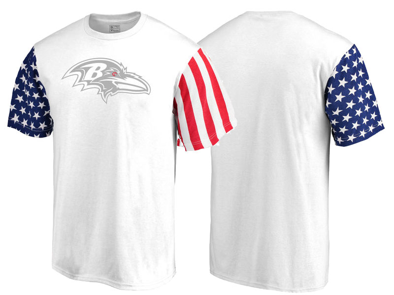 Baltimore Ravens White Independence Day Stars & Stripes T-Shirt