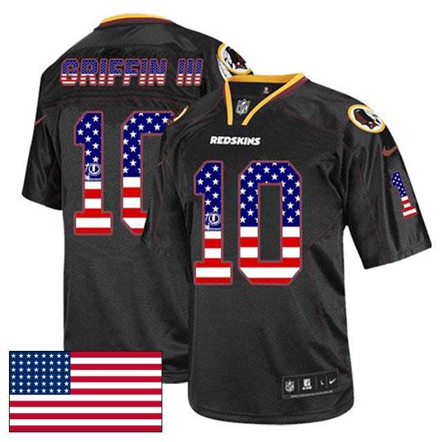 Washington Redskins #10 Robert Griffin III Black USA Flag Fashion Jersey