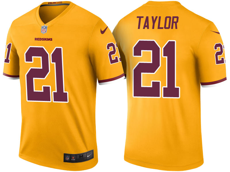 Washington Redskins #21 Sean Taylor Gold Color Rush Legend Jersey - Light Up Thursday Night