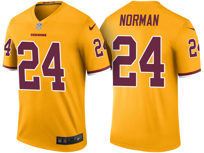 Washington Redskins #24 Josh Norman Gold Color Rush Legend Jersey - Light Up Thursday Night