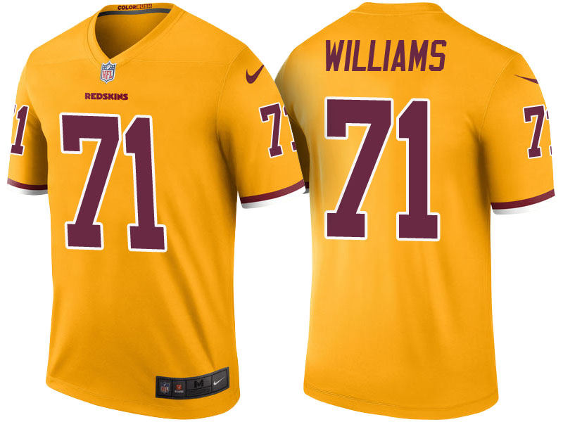 Washington Redskins #71 Trent Williams Gold Color Rush Legend Jersey - Light Up Thursday Night