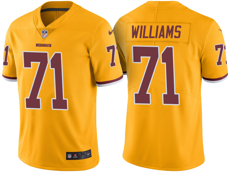 Light Up Thursday Night - Washington Redskins #71 Trent Williams Gold Color Rush Limited Jersey