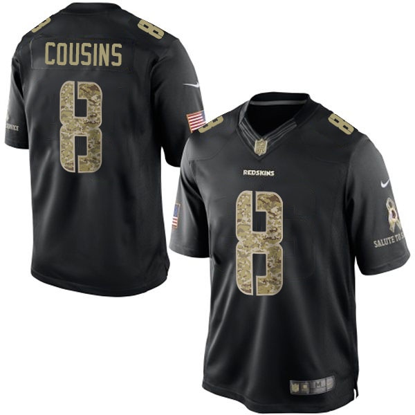 Washington Redskins #8 Kirk Cousins Black Salute To Service Jersey