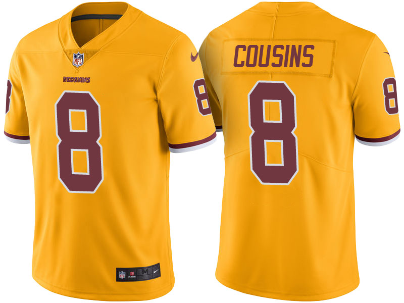 Light Up Thursday Night - Washington Redskins #8 Kirk Cousins Gold Color Rush Limited Jersey