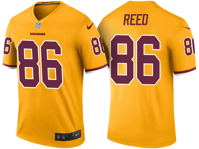 Washington Redskins #86 Jordan Reed Gold Color Rush Legend Jersey - Light Up Thursday Night