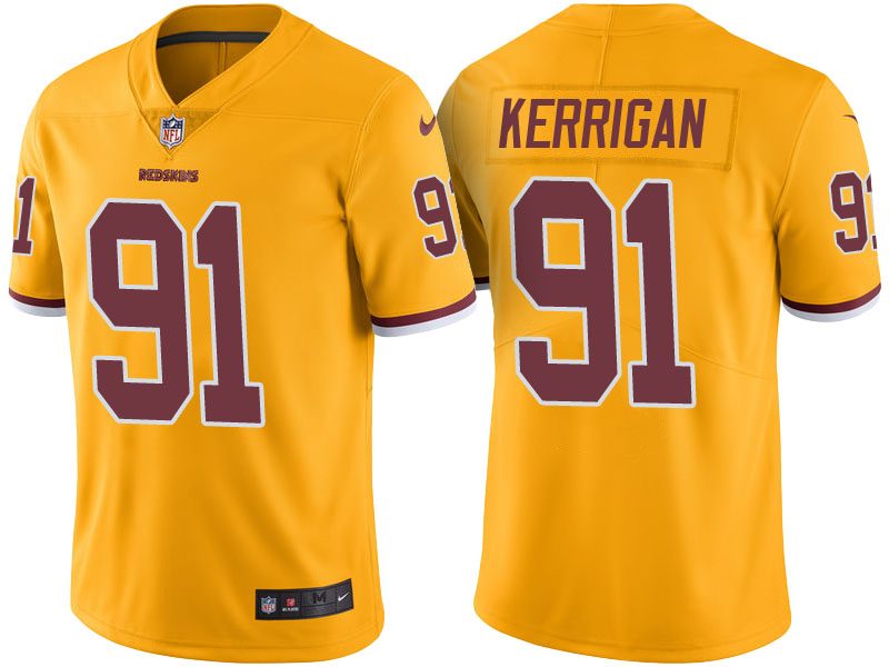 Light Up Thursday Night - Washington Redskins #91 Ryan Kerrigan Gold Color Rush Limited Jersey