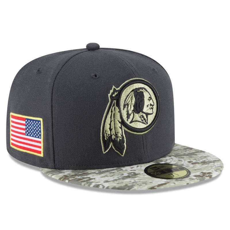 Washington Redskins Graphite Salute To Service Sideline Camo Veterans Day 59FIFTY Fitted Hat