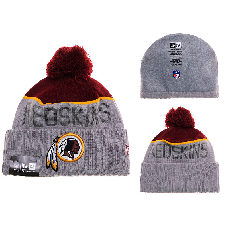 Men's Washington Redskins New Era Gray Sport Knit Hat With Pom