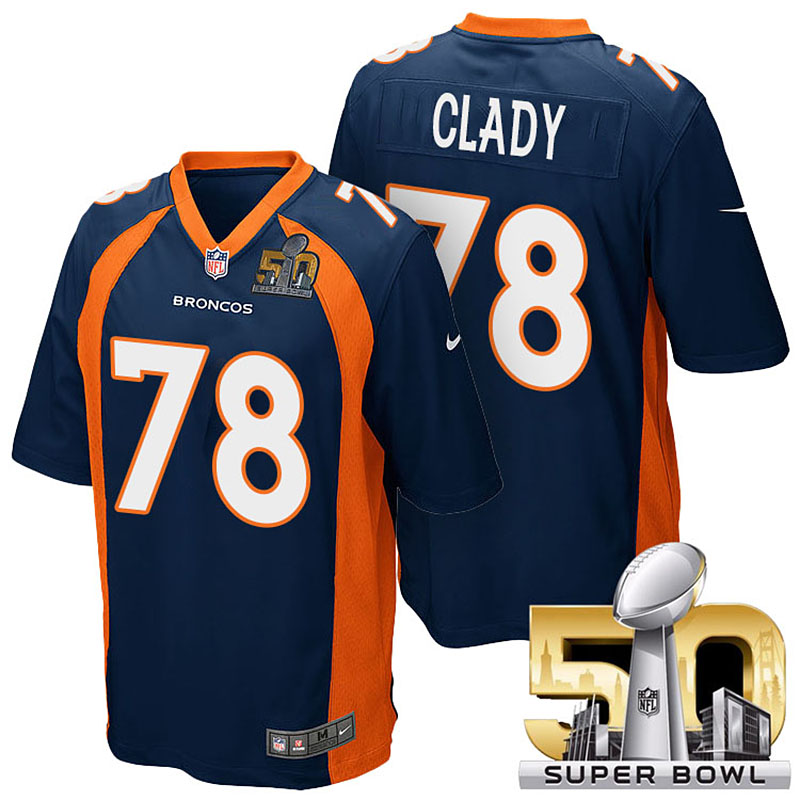 AFC Champions Denver Broncos #78 Ryan Clady Navy Blue 2016 Super Bowl 50 Limited Jersey