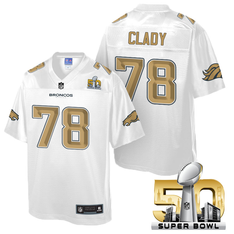 Denver Broncos #78 Ryan Clady White 2016 Super Bowl 50th Pro Line Fashion Jersey