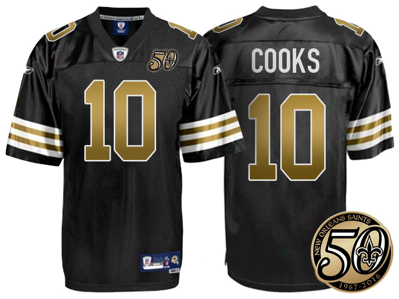 New Orleans Saints #10 Brandin Cooks Black 50th Season Patch 1960s Throwback Jersey