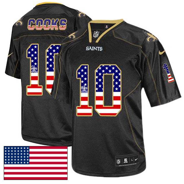 New Orleans Saints #10 Brandin Cooks Black USA Flag Fashion Jersey