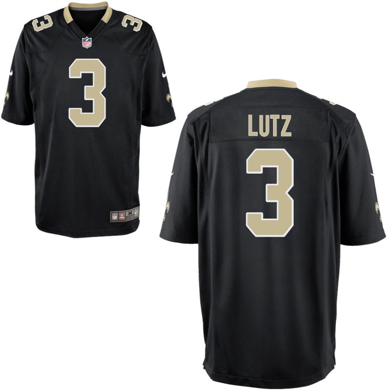 New Orleans Saints #3 Wil Lutz Black Game Jersey