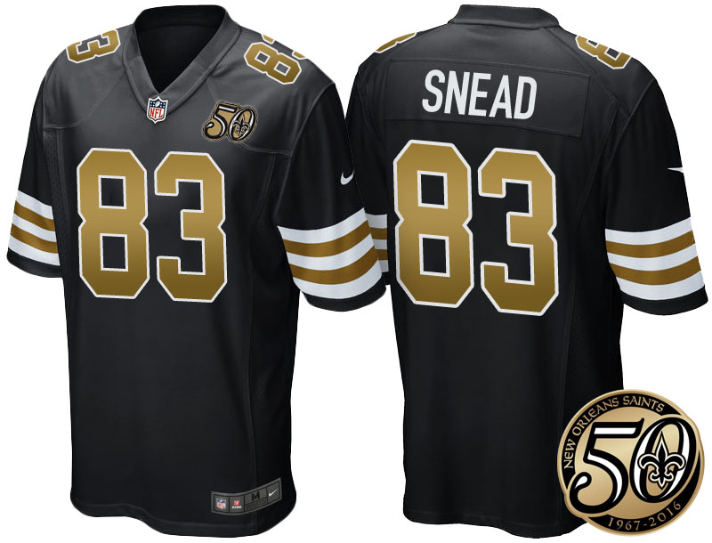 New Orleans Saints #83 Willie Snead Black 50th Season Patch Alternate Game Jersey