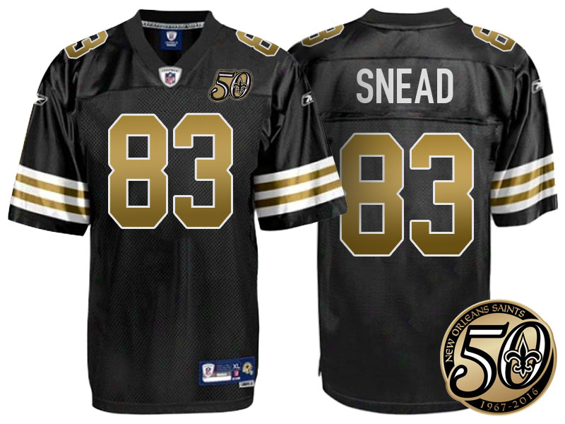 New Orleans Saints #83 Willie Snead Black 50th Season Patch 1960s Throwback Jersey