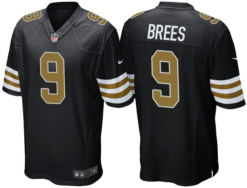 New Orleans Saints #9 Drew Brees Black Alternate Game Jersey