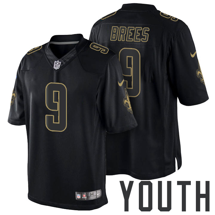 Youth New Orleans Saints #9 Drew Brees Black Impact Limited Jersey