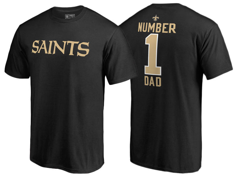 Men's New Orleans Saints Black Father's Day Number 1 Dad T-Shirt