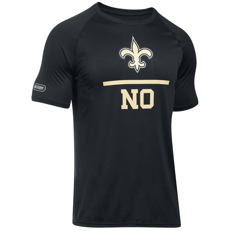 New Orleans Saints Black Under Armour Combine Authentic Lockup Tech T-Shirt