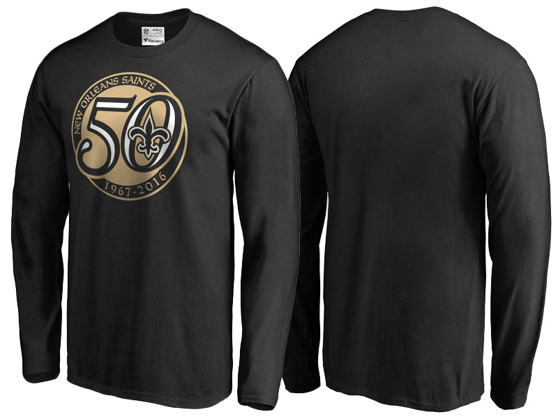 New Orleans Saints Black Pro Line 50th Season Long Sleeve T-Shirt