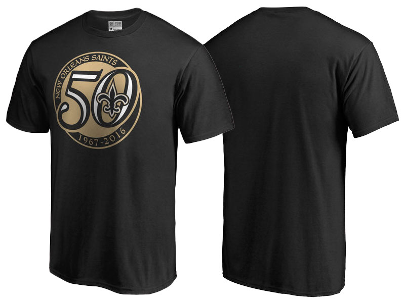 New Orleans Saints Black Pro Line 50th Season T-Shirt