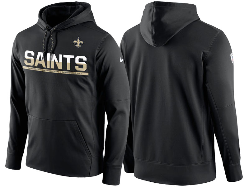 New Orleans Saints Black Circuit Thermafit Sideline Winter Pullover Performance Hoodie