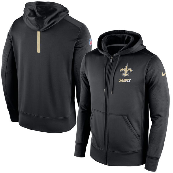 New Orleans Saints Black Sideline Full-Zip Performance Hoodie