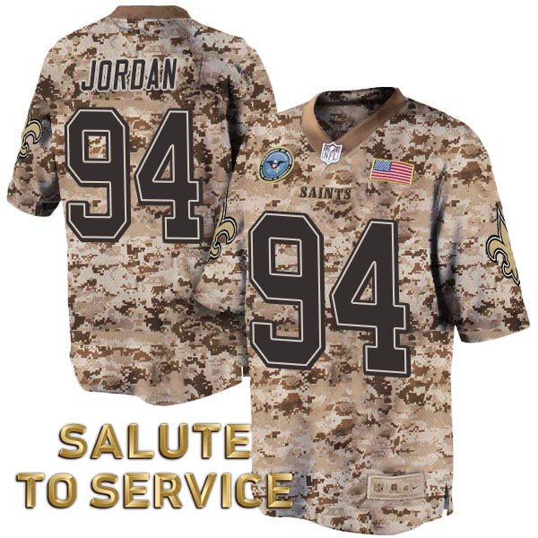 New Orleans Saints #94 Cameron Jordan Khaki Desert Camo Salute to Service Jersey