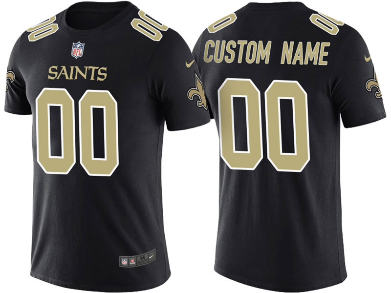 New Orleans Saints Custom Black Name & Number T-Shirt