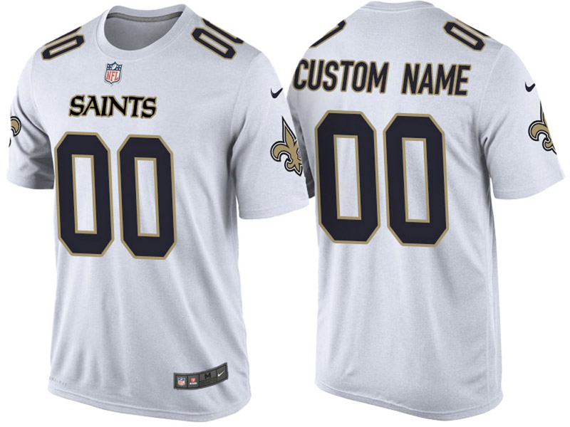 New Orleans Saints Custom White Name & Number T-Shirt