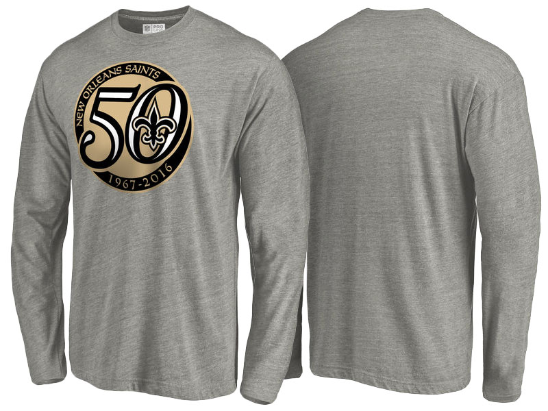 New Orleans Saints Gray Pro Line 50th Season Tri-Blend Long Sleeve T-Shirt