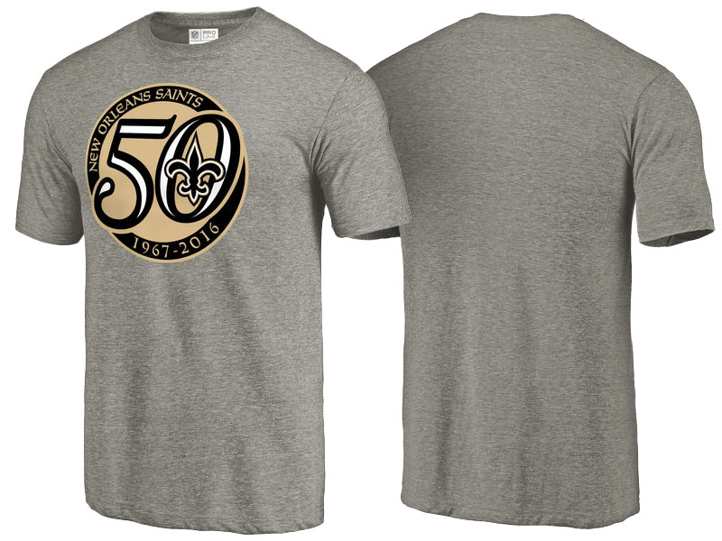 New Orleans Saints Gray Pro Line 50th Season Tri-Blend T-Shirt