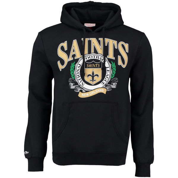 New Orleans Saints Mitchell & Ness Black Fair Catch Pullover Hoodie