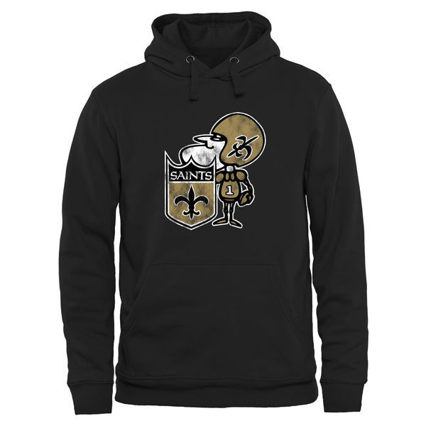 New Orleans Saints Pro Line Black Throwback Logo Pullover Hoodie