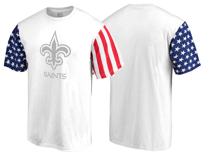 New Orleans Saints White Independence Day Stars & Stripes T-Shirt