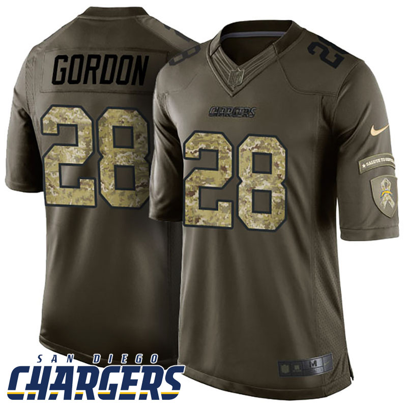 San Diego Chargers #28 Melvin Gordon Green Salute To Service Jersey