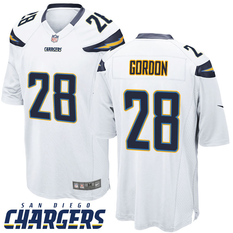 San Diego Chargers #28 Melvin Gordon White Game NFL Preseason Game Jersey