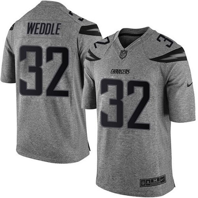 San Diego Chargers #32 Eric Weddle Gray Gridiron Limited Jersey