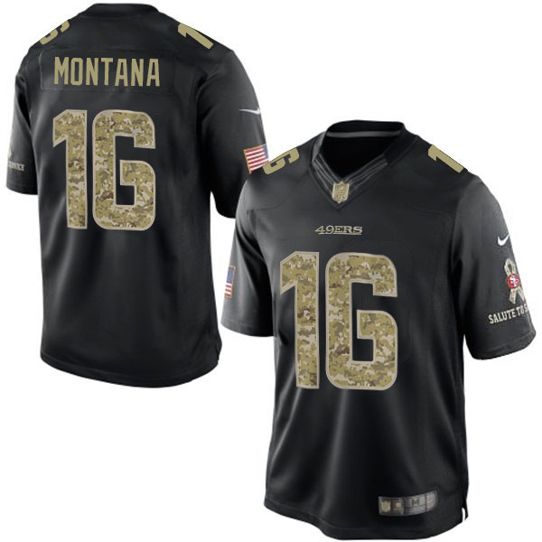 NFL San Francisco 49ers #16 Joe Montana Salute To Service Black Jersey